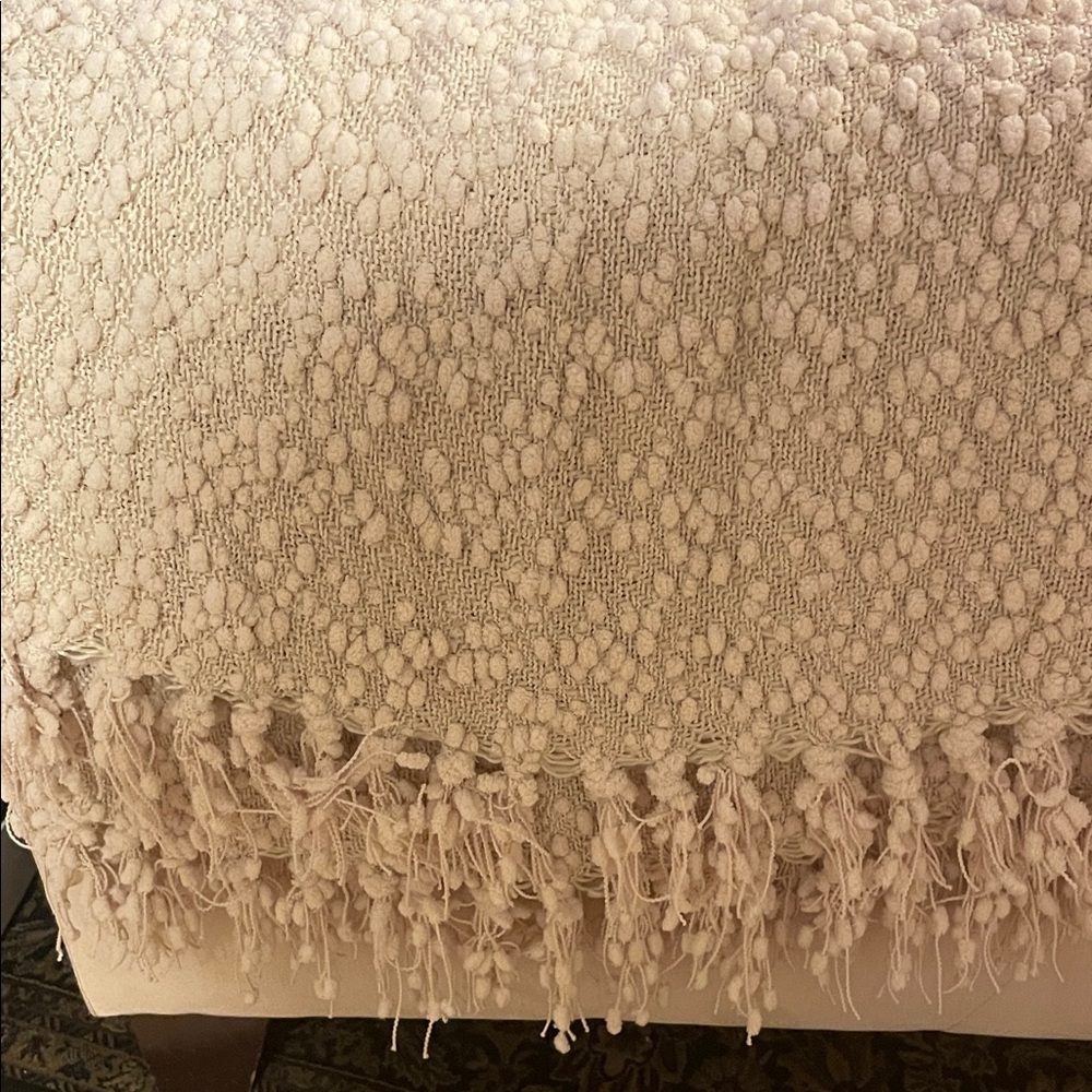 Storehouse Elegant Fluffy Cream Textured Throw Fringed Blanket